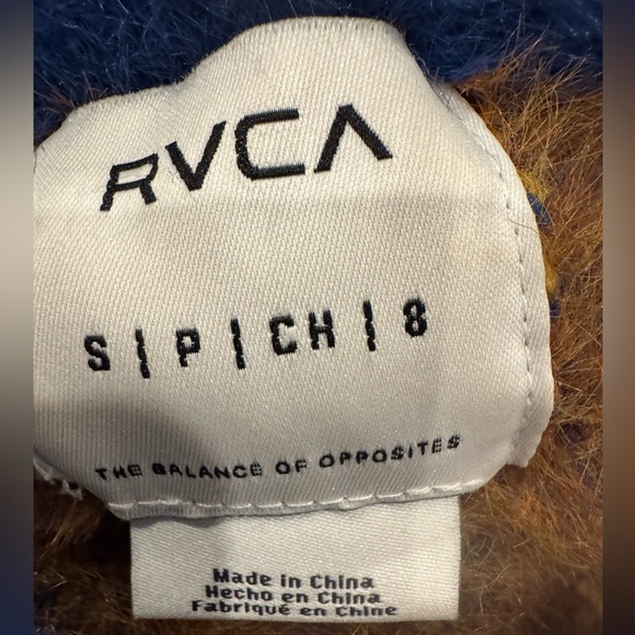 RVCA Fuzzy Plaid Long Sleeve Crewneck Fuzzy Sweater, Size Small - Picture 12 of 14